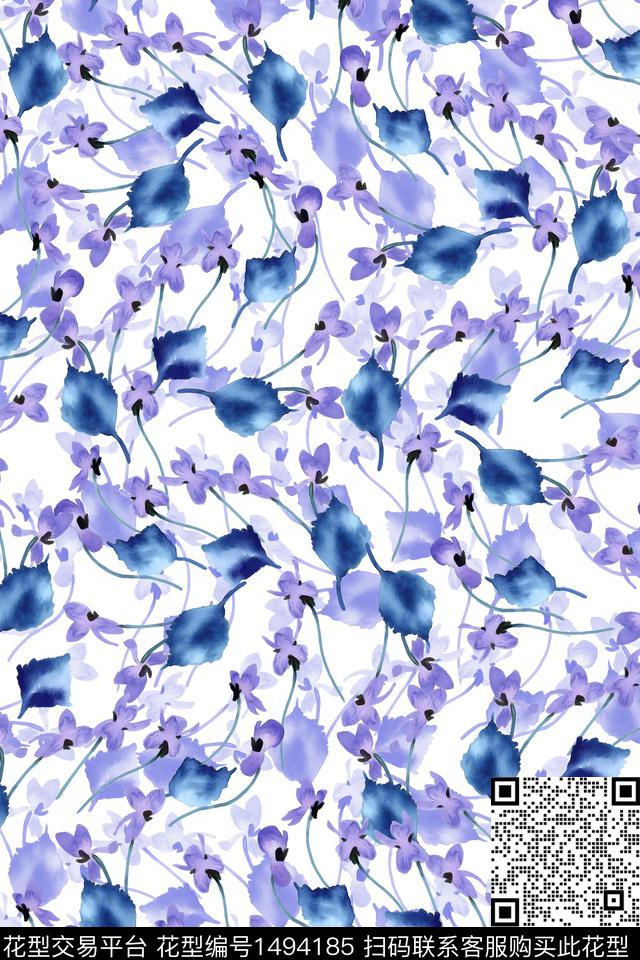 花卉大牌风小清新数码印花华亿平台下载（图片编号: 1494185） - 瓦栏（Walan）