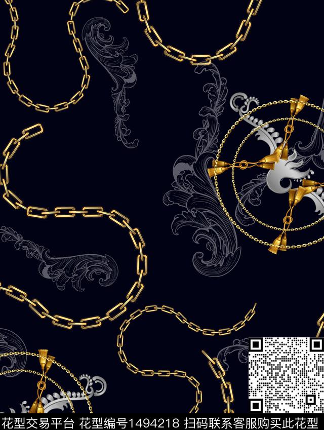 大牌风大牌男装链子数码印花华亿平台下载（图片编号: 1494218） - 瓦栏（Walan）