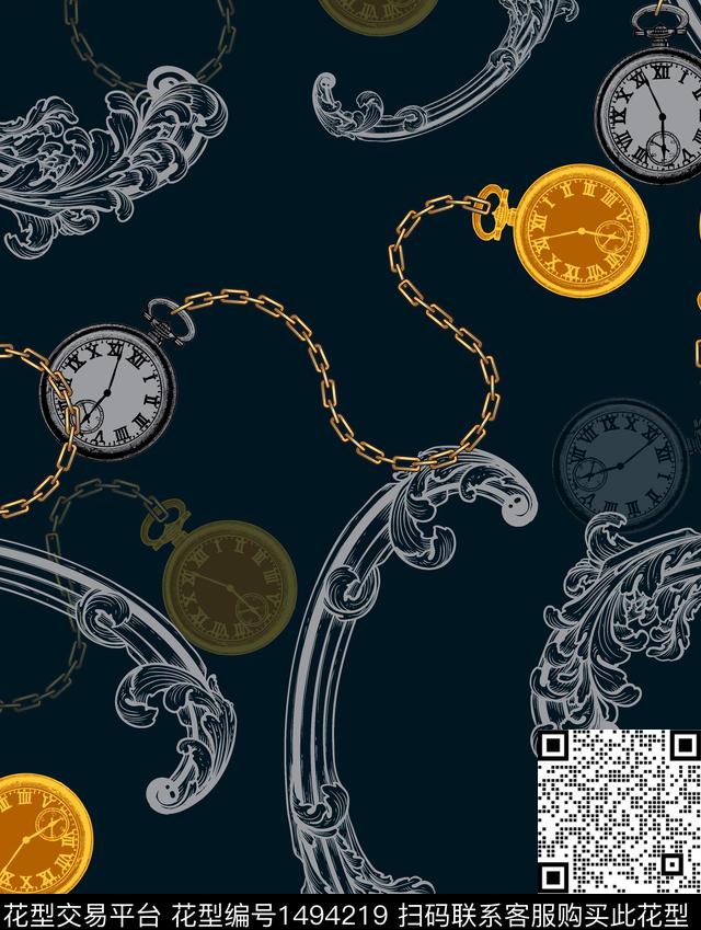 宫廷风复古大牌风数码印花华亿平台下载（图片编号: 1494219） - 瓦栏（Walan）