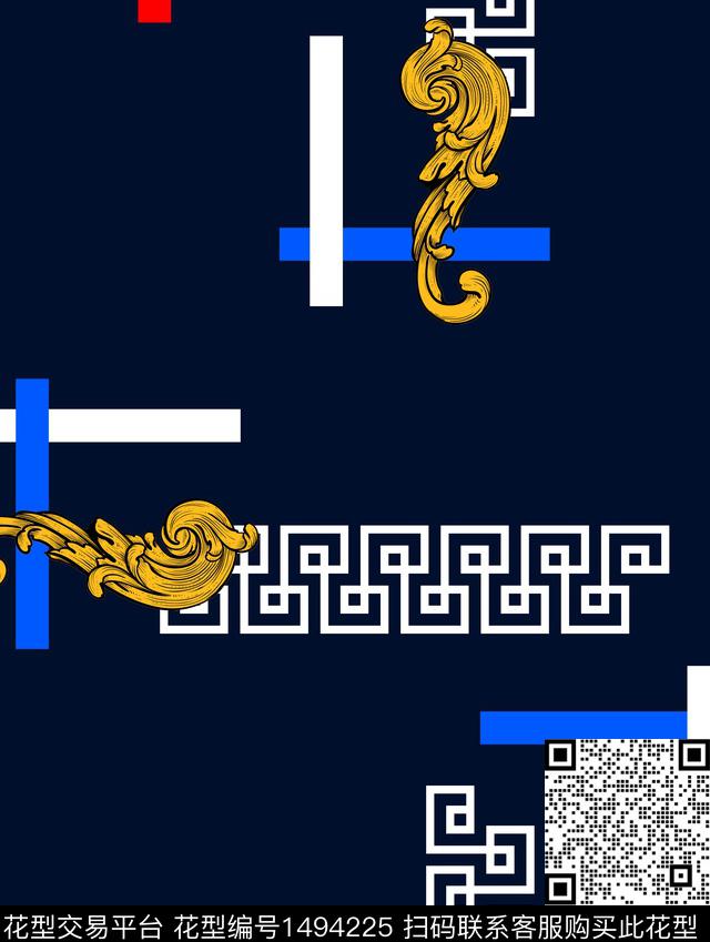 大牌风回纹欧式风数码印花华亿平台下载（图片编号: 1494225） - 瓦栏（Walan）