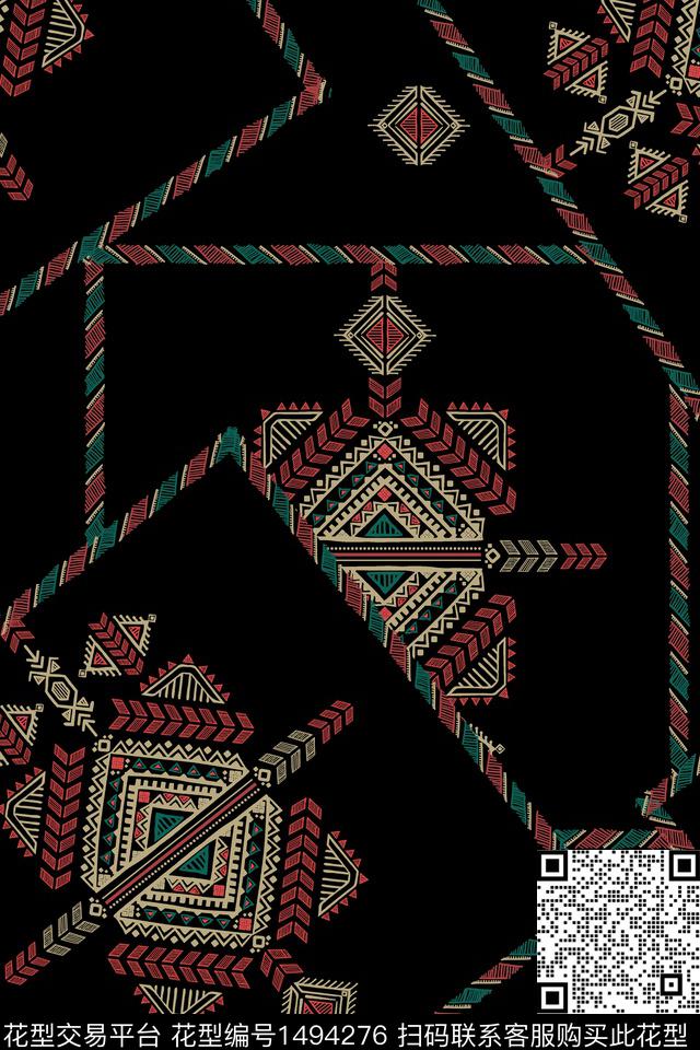 民族风大牌风香云纱数码印花华亿平台下载（图片编号: 1494276） - 瓦栏（Walan）