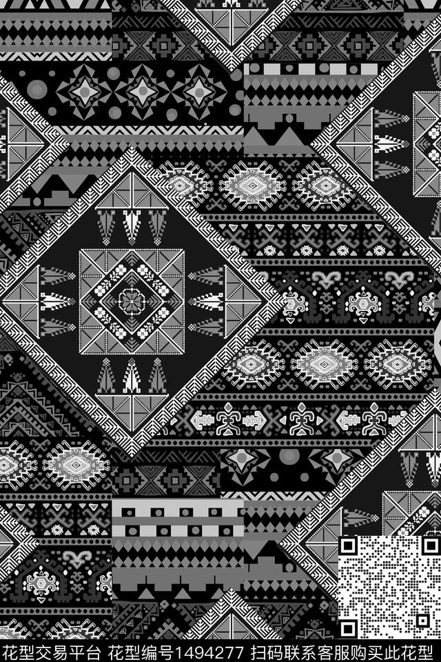 佩斯利民族风大牌风数码印花华亿平台下载（图片编号: 1494277） - 瓦栏（Walan）