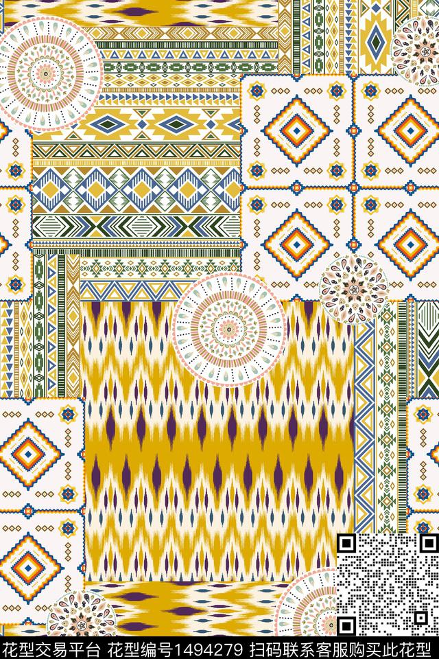 佩斯利民族风大牌风数码印花华亿平台下载（图片编号: 1494279） - 瓦栏（Walan）