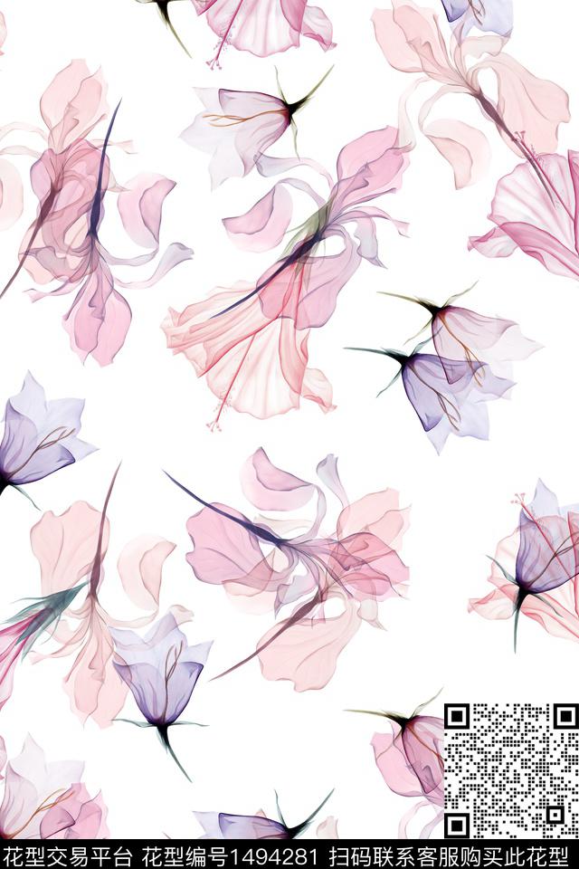 花卉大牌风小清新数码印花华亿平台下载（图片编号: 1494281） - 瓦栏（Walan）