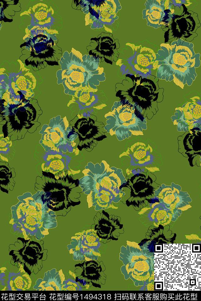 炫彩复古雪纺数码印花华亿平台下载（图片编号: 1494318） - 瓦栏（Walan）