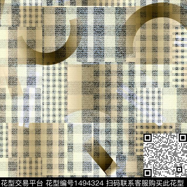 格子几何花卉炫彩数码印花华亿平台下载（图片编号: 1494324） - 瓦栏（Walan）