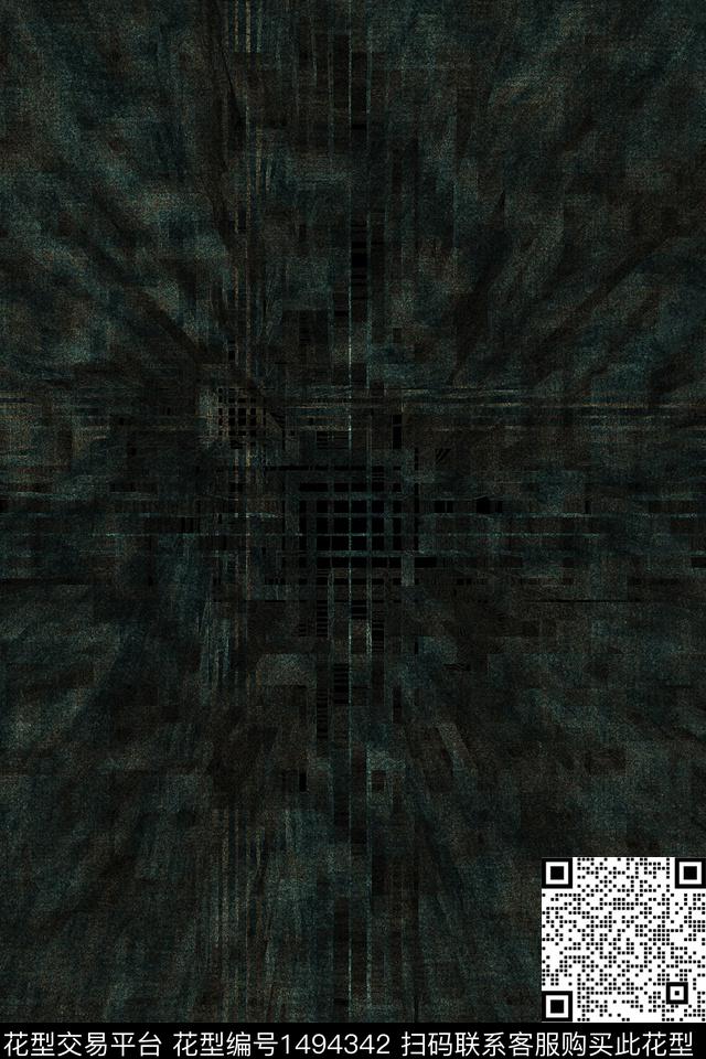 格子边框潮流男装数码印花华亿平台下载（图片编号: 1494342） - 瓦栏（Walan）