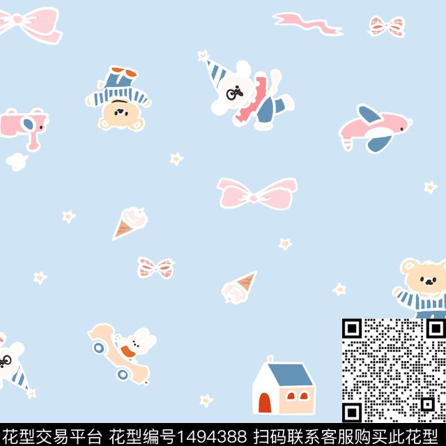 蝴蝶结卡通童装数码印花华亿平台下载（图片编号: 1494388） - 瓦栏（Walan）