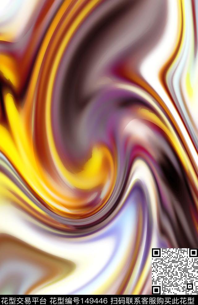 抽象肌理眩晕数码印花华亿平台下载（图片编号: 149446） - 瓦栏（Walan）