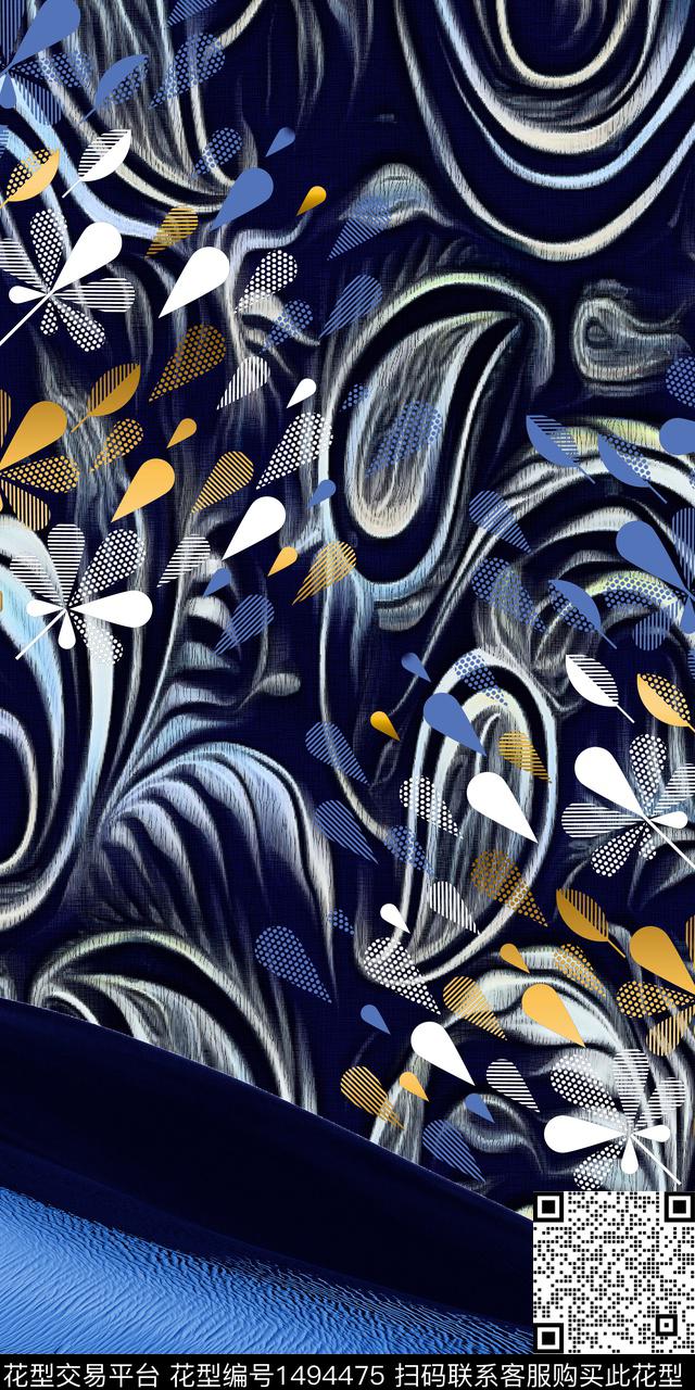 定位花渐变抽象数码印花华亿平台下载（图片编号: 1494475） - 瓦栏（Walan）