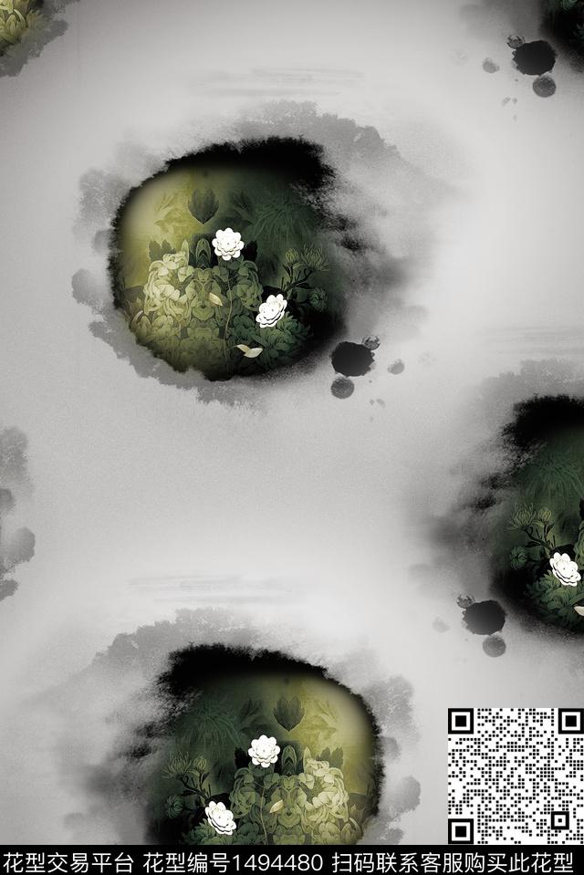 香云纱抽象意境数码印花华亿平台下载（图片编号: 1494480） - 瓦栏（Walan）