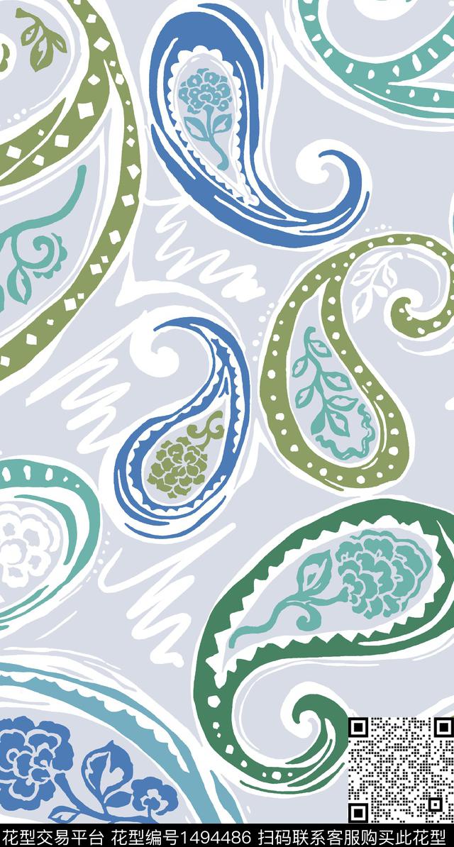 时尚复古佩斯利传统印花华亿平台下载（图片编号: 1494486） - 瓦栏（Walan）