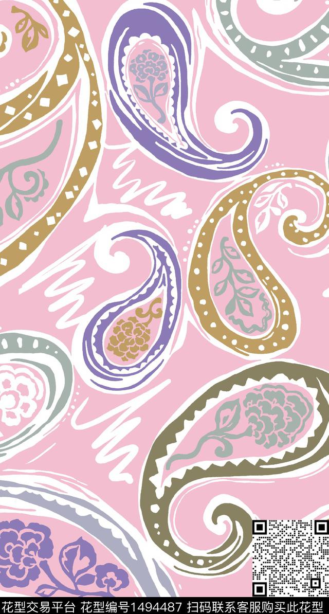 时尚复古佩斯利传统印花华亿平台下载（图片编号: 1494487） - 瓦栏（Walan）