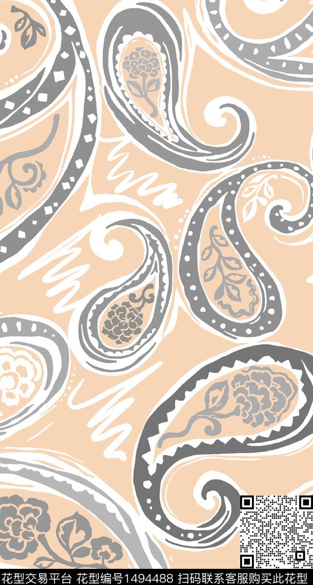 时尚复古佩斯利传统印花华亿平台下载（图片编号: 1494488） - 瓦栏（Walan）