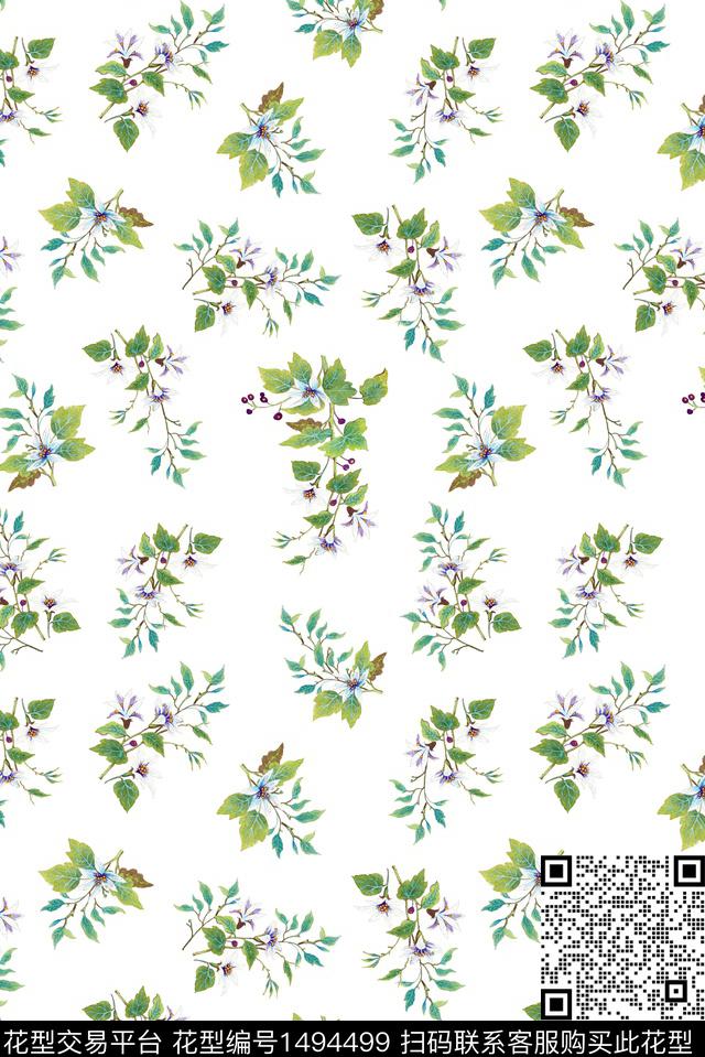 花卉大牌风休闲数码印花华亿平台下载（图片编号: 1494499） - 瓦栏（Walan）