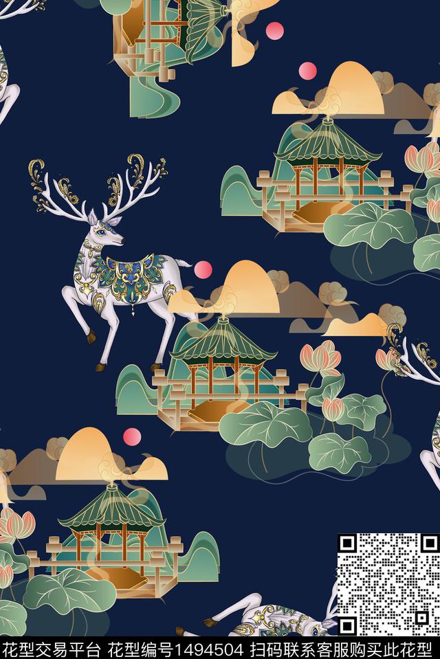 香云纱国潮年轻女性数码印花华亿平台下载（图片编号: 1494504） - 瓦栏（Walan）