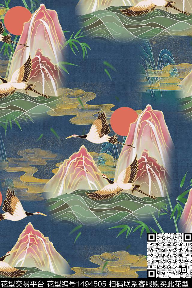 香云纱国潮年轻女性数码印花华亿平台下载（图片编号: 1494505） - 瓦栏（Walan）