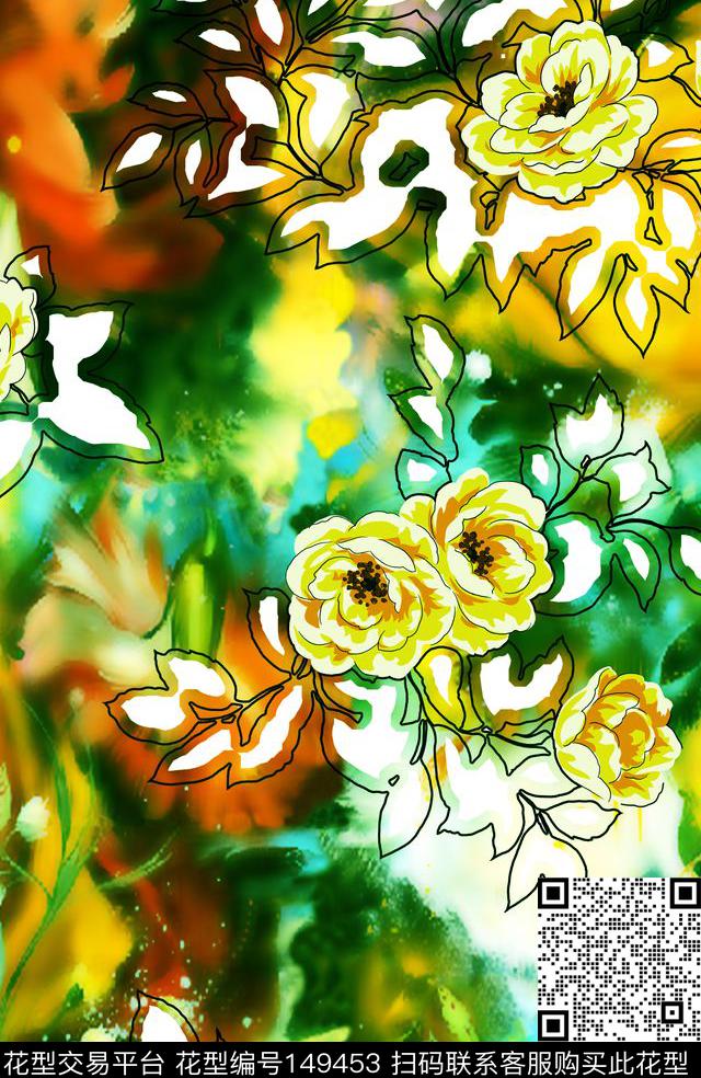 花彩色数码印花华亿平台下载（图片编号: 149453） - 瓦栏（Walan）