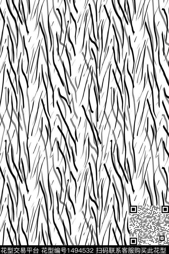 线条画黑白华亿平台大牌风数码印花华亿平台下载（图片编号: 1494532） - 瓦栏（Walan）