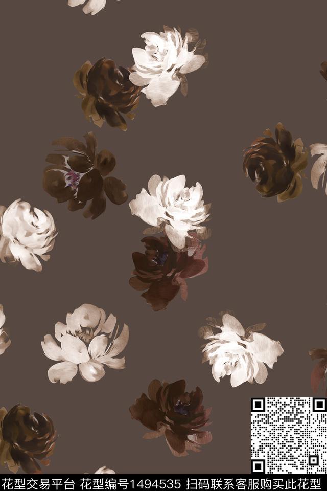 民族风清爽底花卉花卉数码印花华亿平台下载（图片编号: 1494535） - 瓦栏（Walan）