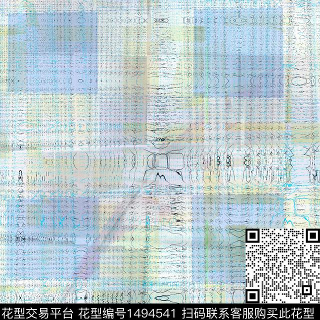 格子几何花卉炫彩数码印花华亿平台下载（图片编号: 1494541） - 瓦栏（Walan）