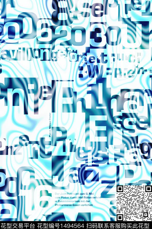 字母男装抽象数码印花华亿平台下载（图片编号: 1494564） - 瓦栏（Walan）