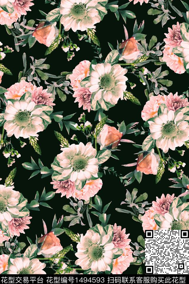 女装花卉大牌风数码印花华亿平台下载（图片编号: 1494593） - 瓦栏（Walan）