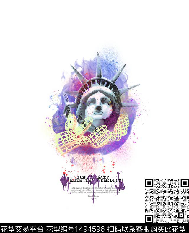 渐变字母扎染华亿平台数码印花华亿平台下载（图片编号: 1494596） - 瓦栏（Walan）