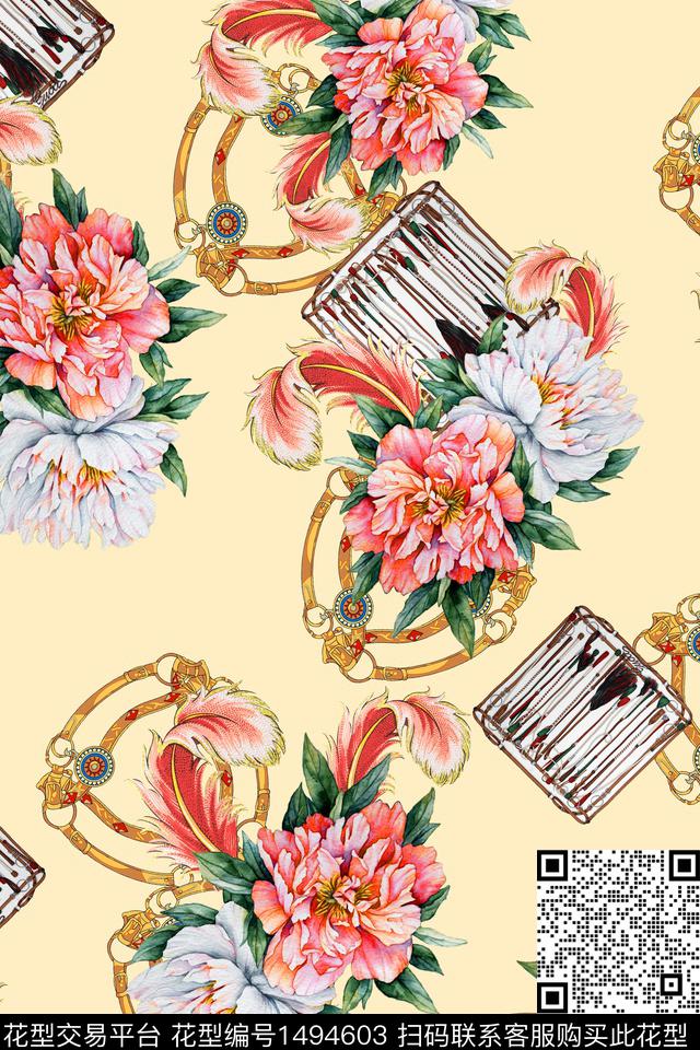 抽象花卉植物树叶花纹肌理数码印花华亿平台下载（图片编号: 1494603） - 瓦栏（Walan）