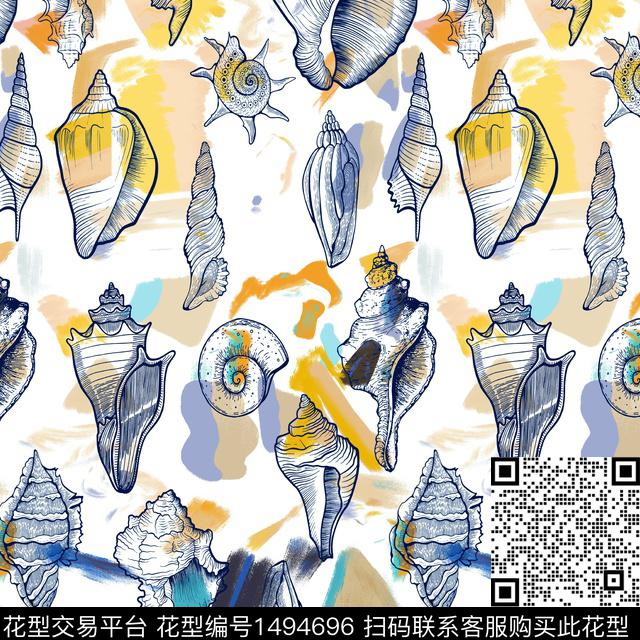 航海贝壳春夏华亿平台数码印花华亿平台下载（图片编号: 1494696） - 瓦栏（Walan）