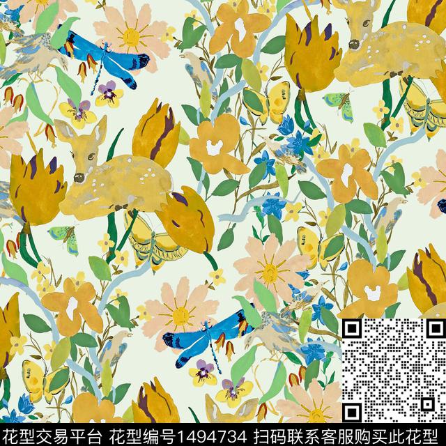 牡丹手绘大花粉红数码印花华亿平台下载（图片编号: 1494734） - 瓦栏（Walan）