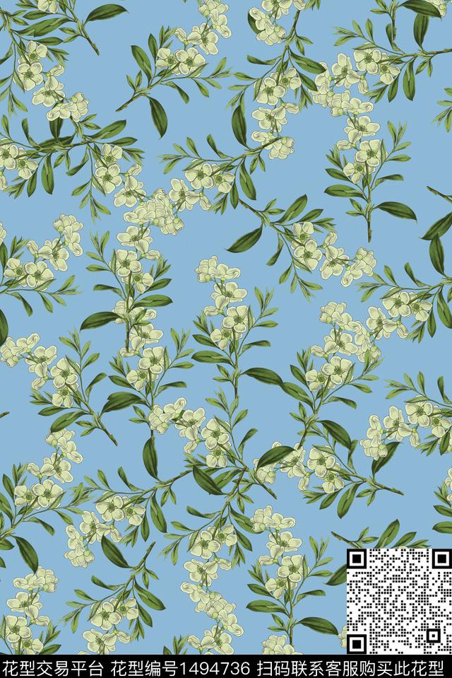 绿植树叶连衣裙深圳数码印花华亿平台下载（图片编号: 1494736） - 瓦栏（Walan）