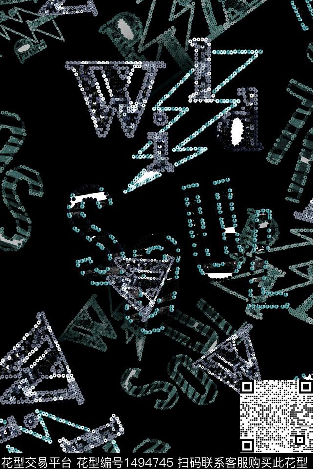 肌理字母数码印花华亿平台下载（图片编号: 1494745） - 瓦栏（Walan）