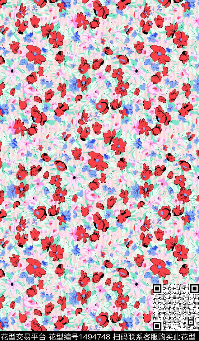 简约休闲小碎花数码印花华亿平台下载（图片编号: 1494748） - 瓦栏（Walan）