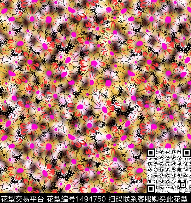 简约休闲小碎花数码印花华亿平台下载（图片编号: 1494750） - 瓦栏（Walan）