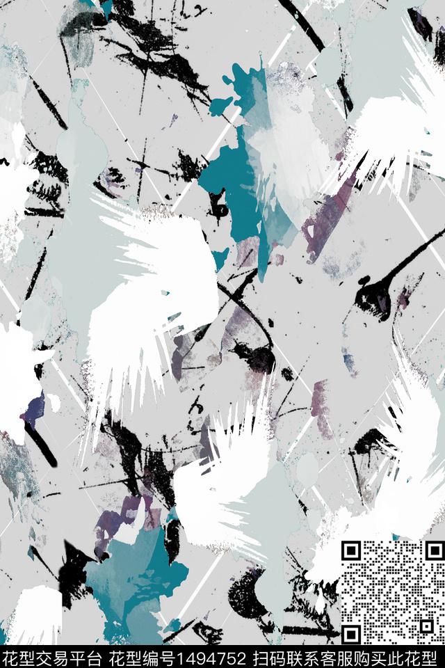 抽象泼墨传统印花华亿平台下载（图片编号: 1494752） - 瓦栏（Walan）