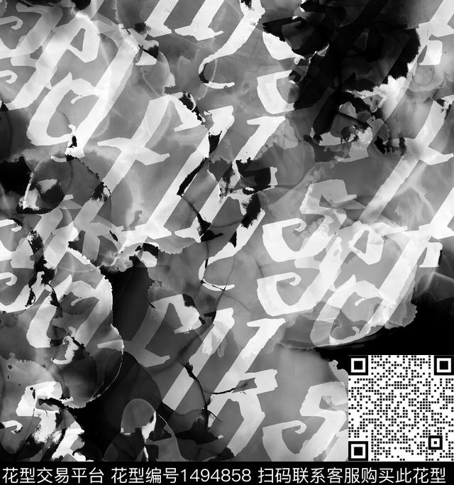 几何线条字母数码印花华亿平台下载（图片编号: 1494858） - 瓦栏（Walan）