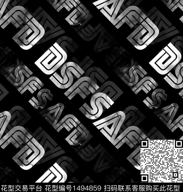 几何线条字母数码印花华亿平台下载（图片编号: 1494859） - 瓦栏（Walan）