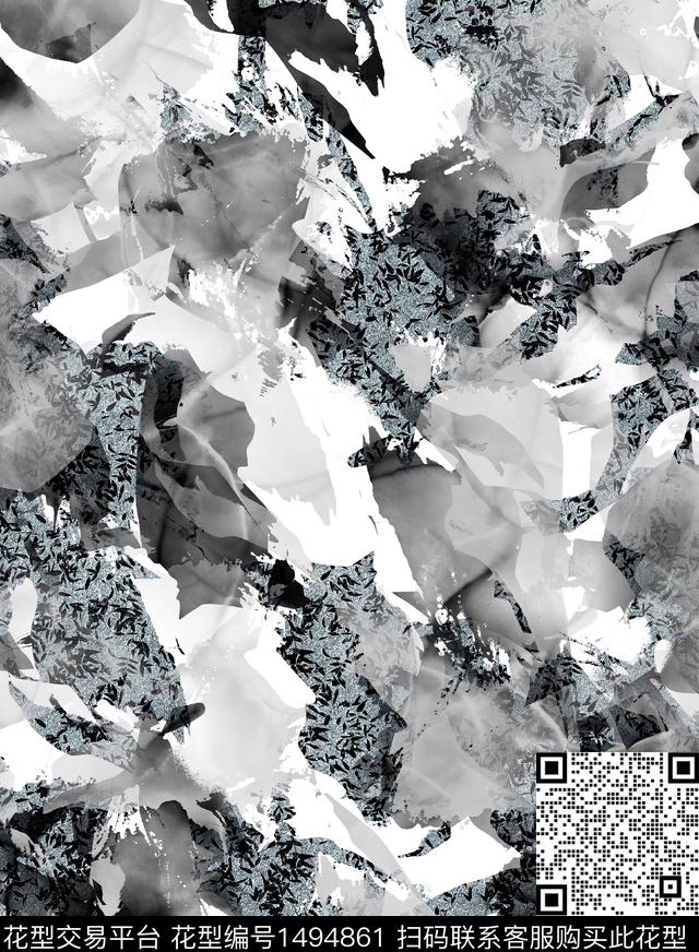 几何线条字母数码印花华亿平台下载（图片编号: 1494861） - 瓦栏（Walan）