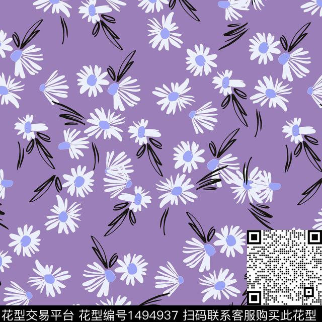 水彩花卉大牌风数码印花华亿平台下载（图片编号: 1494937） - 瓦栏（Walan）