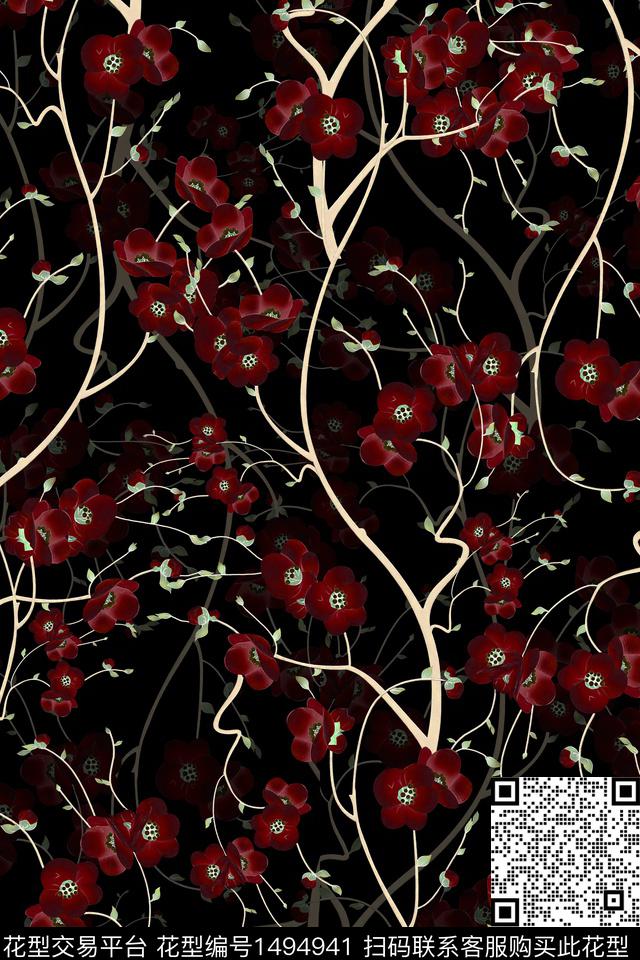 香云纱小清新真丝数码印花华亿平台下载（图片编号: 1494941） - 瓦栏（Walan）