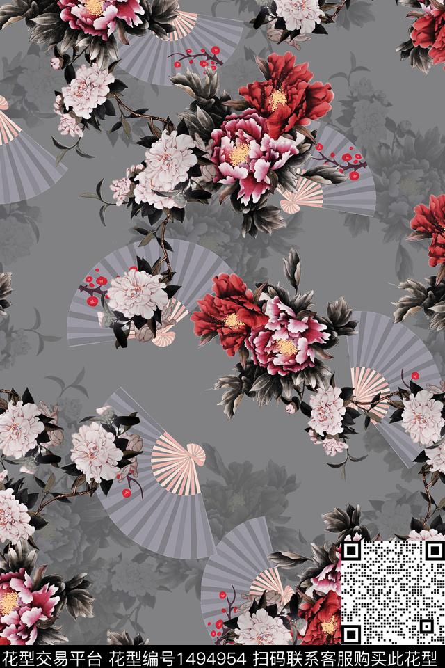 花卉香云纱小碎花数码印花华亿平台下载（图片编号: 1494954） - 瓦栏（Walan）