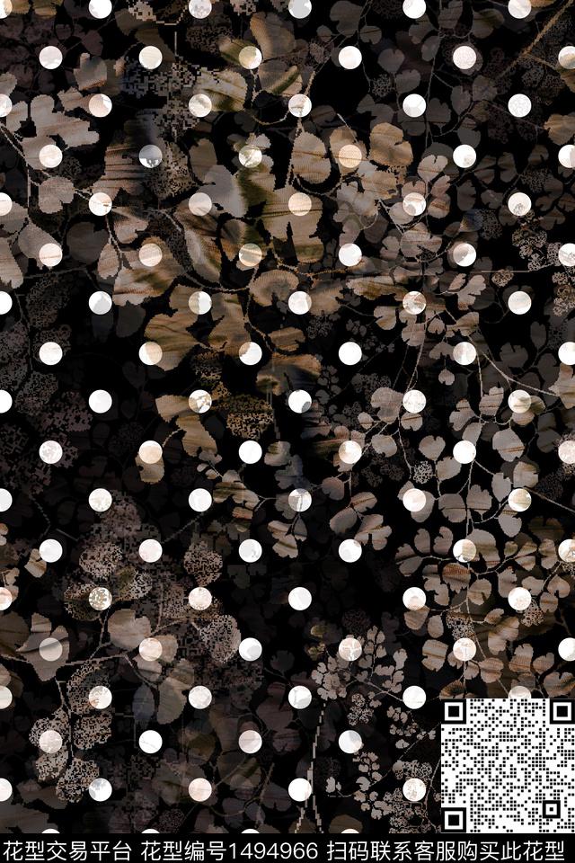 抽象真丝波点数码印花华亿平台下载（图片编号: 1494966） - 瓦栏（Walan）