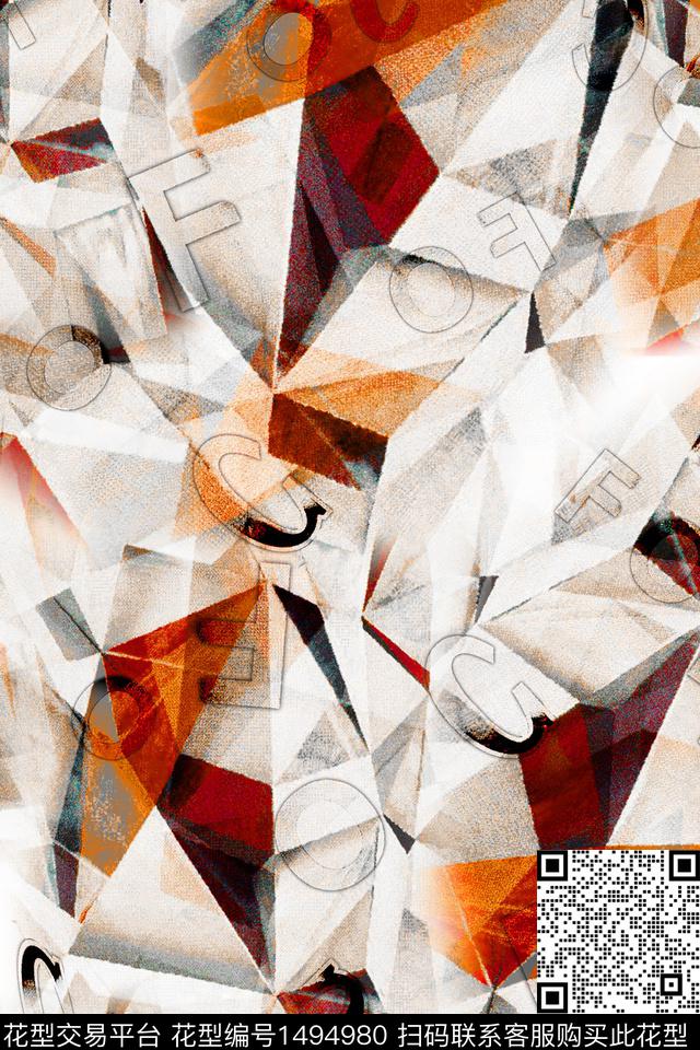 字母男装大牌风数码印花华亿平台下载（图片编号: 1494980） - 瓦栏（Walan）