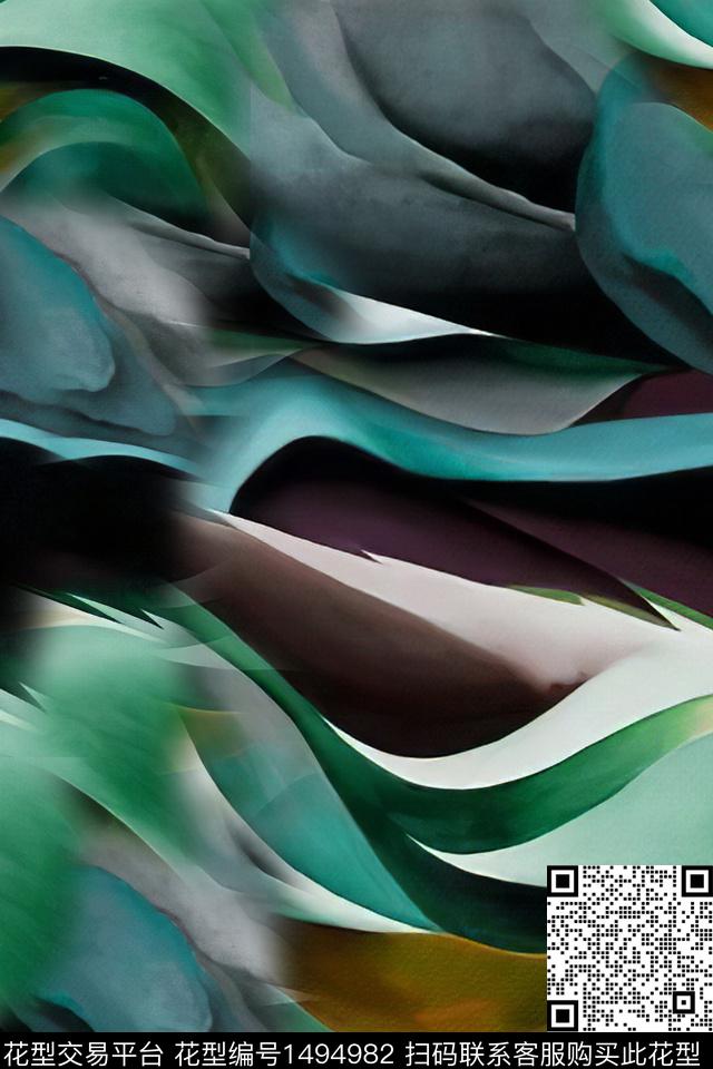 男装大牌风抽象数码印花华亿平台下载（图片编号: 1494982） - 瓦栏（Walan）