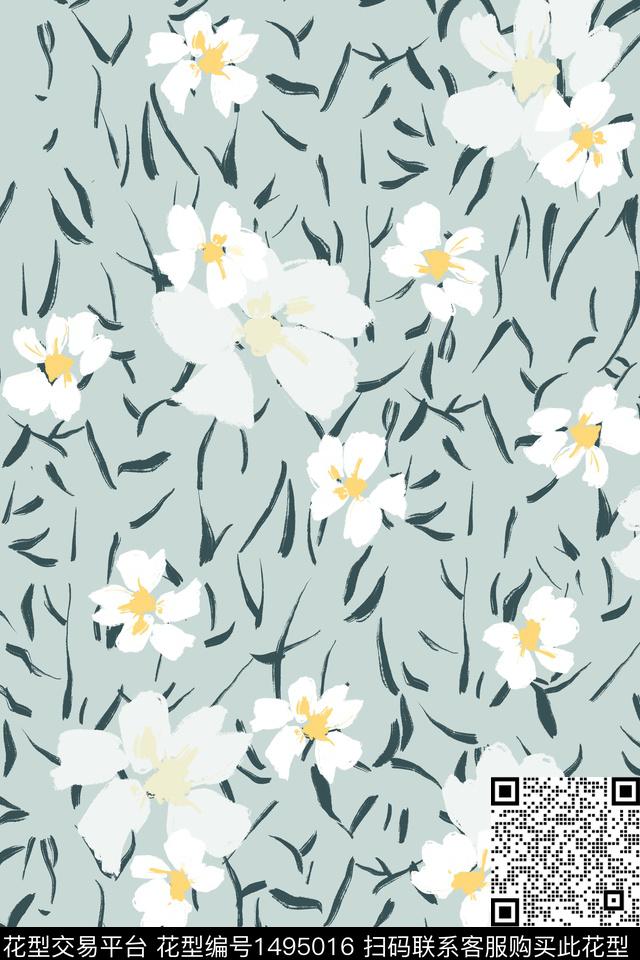 花卉春夏华亿平台小清新数码印花华亿平台下载（图片编号: 1495016） - 瓦栏（Walan）