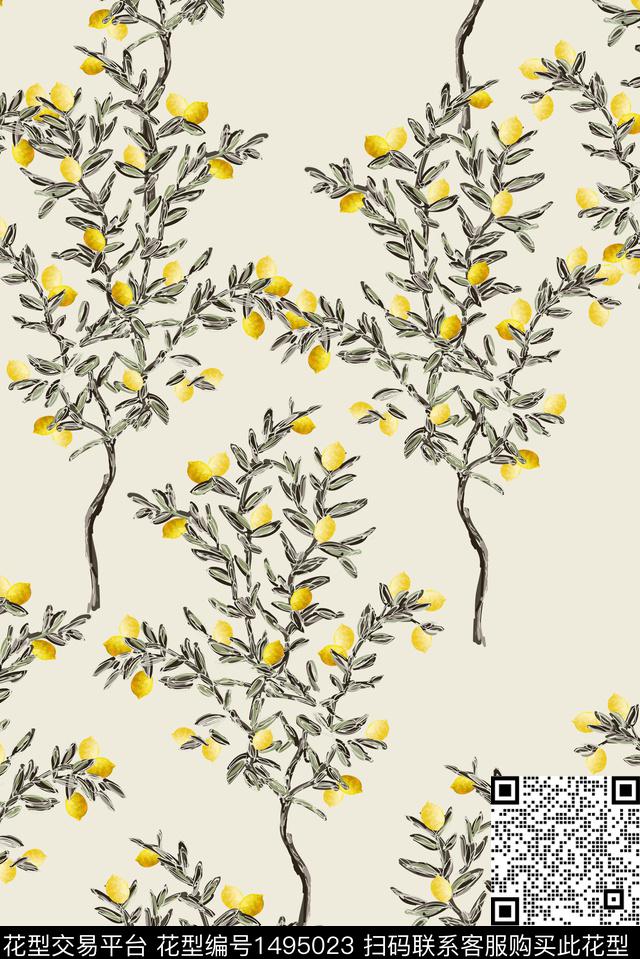 花卉大牌风小清新数码印花华亿平台下载（图片编号: 1495023） - 瓦栏（Walan）