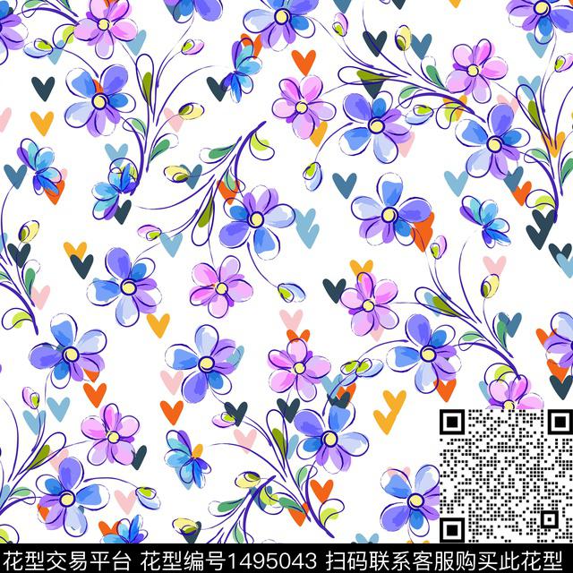 花卉大牌风小碎花数码印花华亿平台下载（图片编号: 1495043） - 瓦栏（Walan）