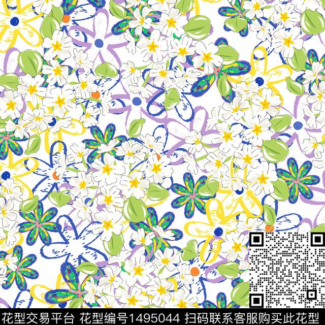 花卉大牌风小碎花数码印花华亿平台下载（图片编号: 1495044） - 瓦栏（Walan）