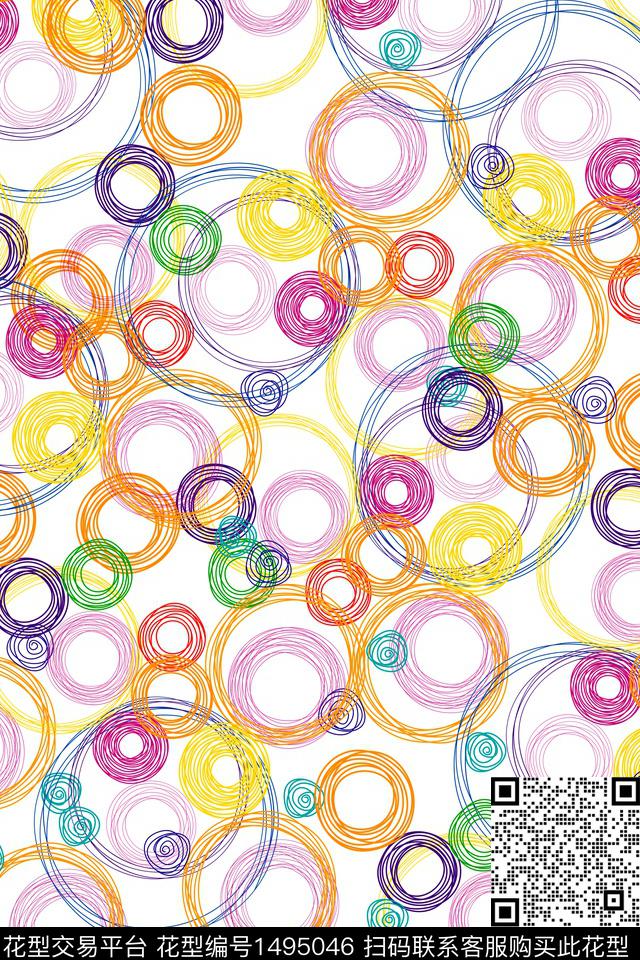 几何女装大牌风数码印花华亿平台下载（图片编号: 1495046） - 瓦栏（Walan）